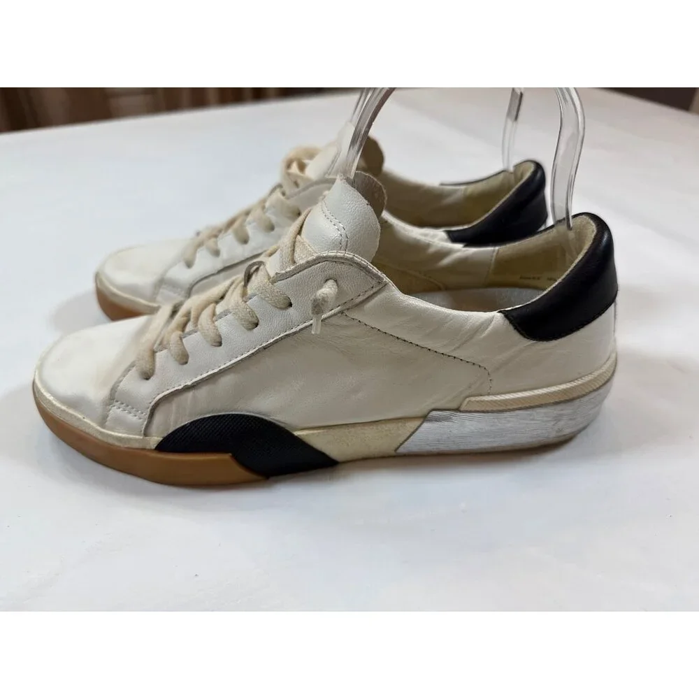 Dolce Vita Womens Leather Sneakers Black White Low Top Lace-Up 8.5